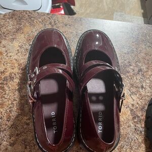 Red platform sandals